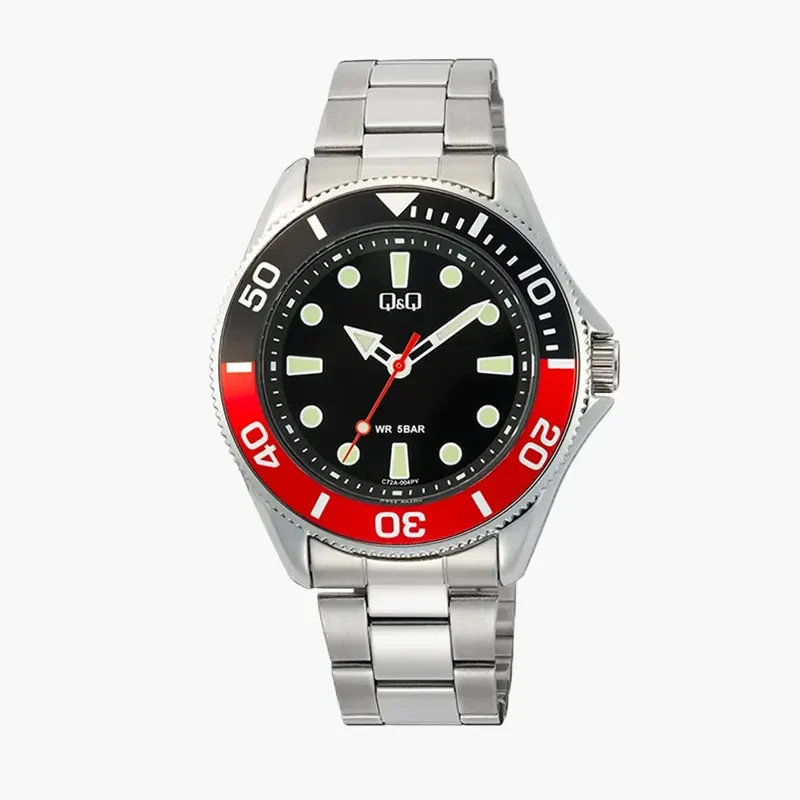 Q&Q Japan Quartz Black Dial Coke Bezel Men's Watch- C72A-004PY